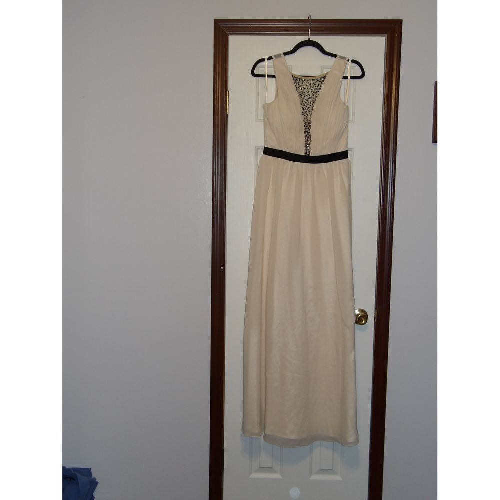 Chi Chi London Elegant Cream Maxi Dress with Black Belt, rhinestone Detail